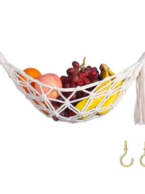 Macrame Fruit Hammock - White Cotton